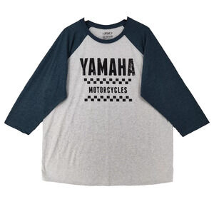 Yamaha Factory Effex Sz Large 3/4 sleeve T-Shirt Motorcycle Racing Gray